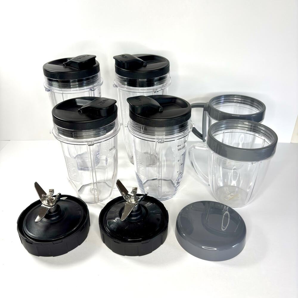 Lot 15 pcs Nutri Ninja Blender Cups Blades Sip Lids Replacement Parts Authentic